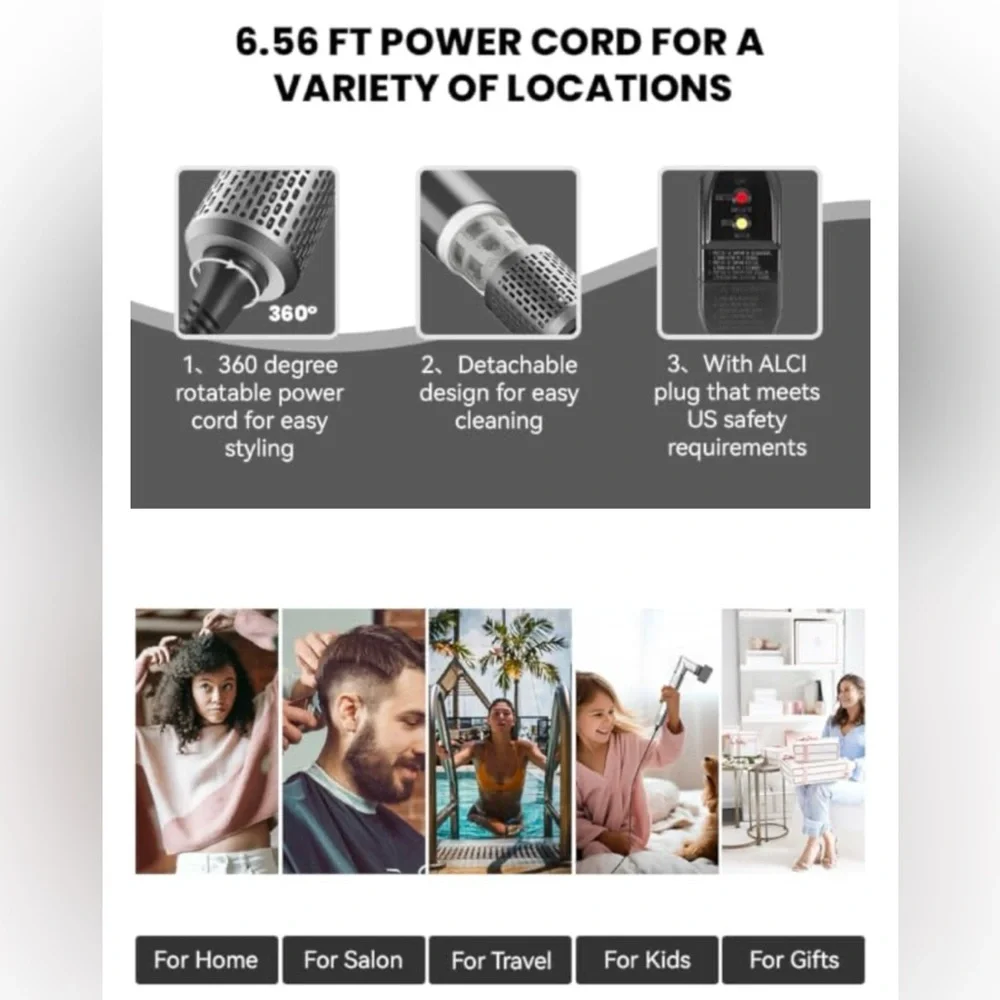Fentgo Hair Dryer Brush Detachable 5 in 1 Air Styling & Drying System